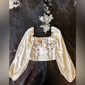 Cream Blouse with Embroidery